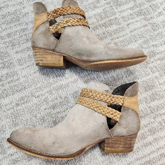 Rebels Calista Suede Leather Braided Buckles Ankle Booties Boots Gray, size 8.5 - Picture 6 of 12